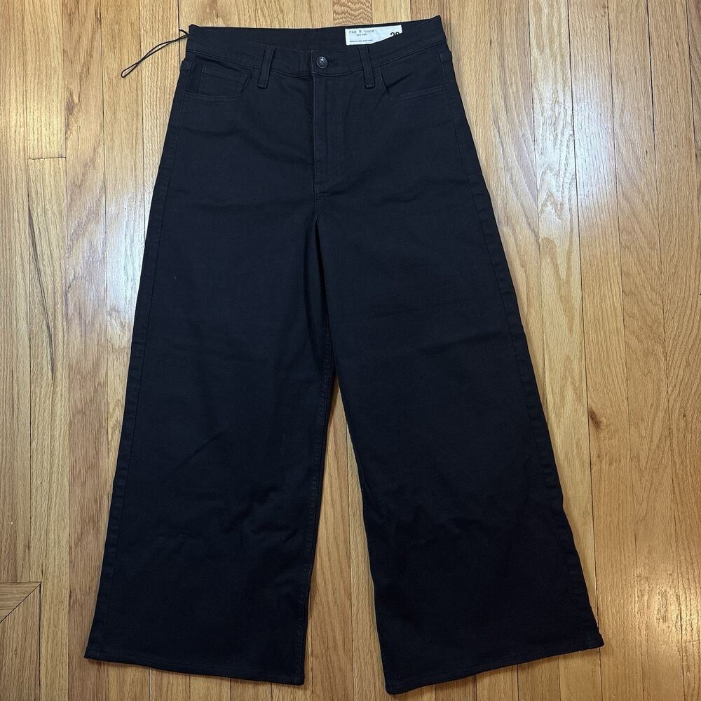 Rag & Bone Women’s Size 28 Serena Crop High-Rise Wide-Leg Jeans Black